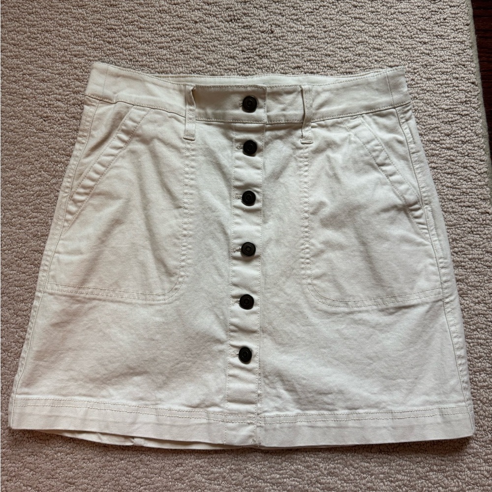 Women's J. Crew Mercantile Cream Button-Front Skirt